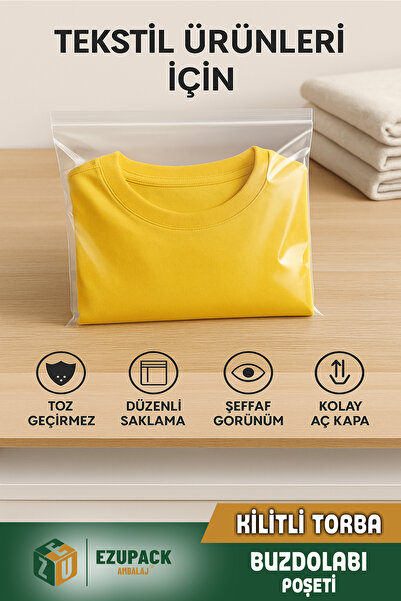 Ezupack 100'lü Buzdolabı Kilitli Torba Poşet Dondurucu İkramlık Çerez Davet Kına Hediyelik Poşeti 23x31cm