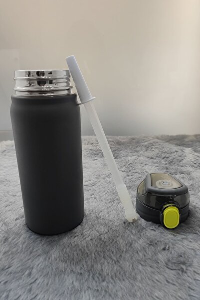 Weather Forecast 304 L Steel Black 600 ml Flask Water Bottle with Strap and Straw Gin411Sy