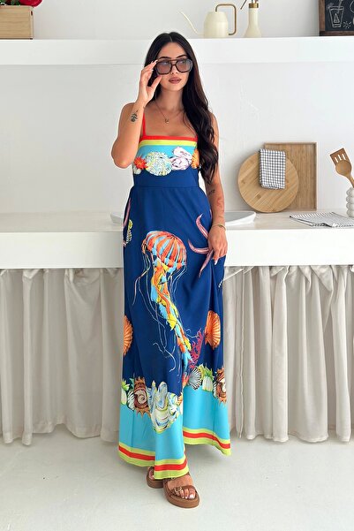 AsprinFashion Importat K crep Fabric D cu model Rochie Bleumarin