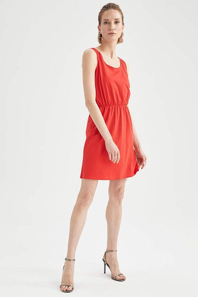 DeFacto Basic Sleeveless 100% Cotton Mini Summer Dress T8056Az21Sm