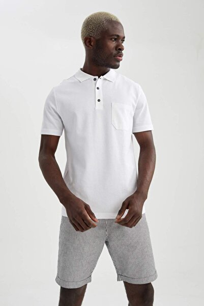 DeFacto Оверсайз-крій, поло-комір, базовий, короткий рукав, бавовняна флісова футболка M7726AZ21SP