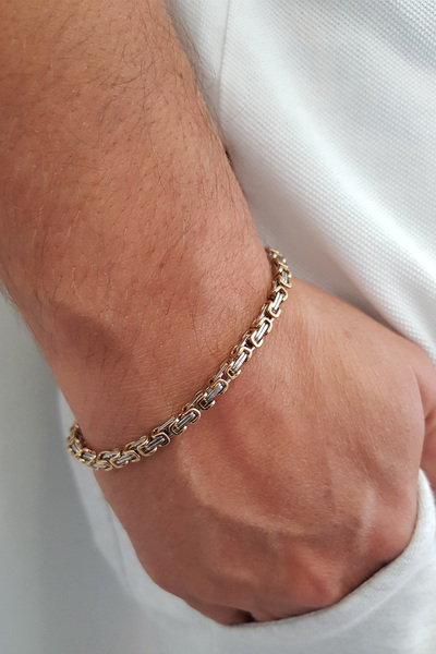 Chavin King Model 4 Mm. Gray Steel Men's Bracelet Az68-4Sr