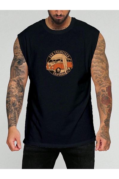 BENROMA In Cart 6 and Above Purchases Get 1 T-Shirt as a Gift - Printed Sleeveless T-Shirt