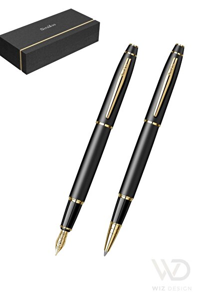 Scrikss WizDesign 35 Dolmakalem - Roller Set Mat Siyah Altın ÖMÜR BOYU GARANT...