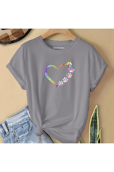 BENROMA 1 T-Shirt Is a Gift for Purchases of 6 or More in the Cart - Children's T-Shirt with Heart and Butterfly Character Printed