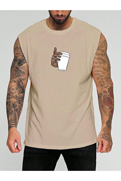 BENROMA Ruka drži šolju Štampano Majica bez rukava