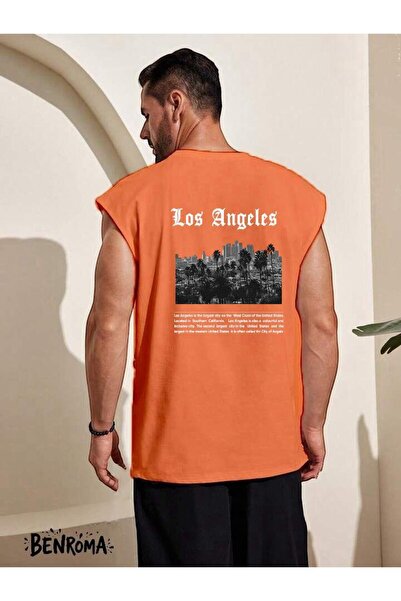 E-ROMA تي شيرت بدون أكمام مطبوع من لوس أنجلوس