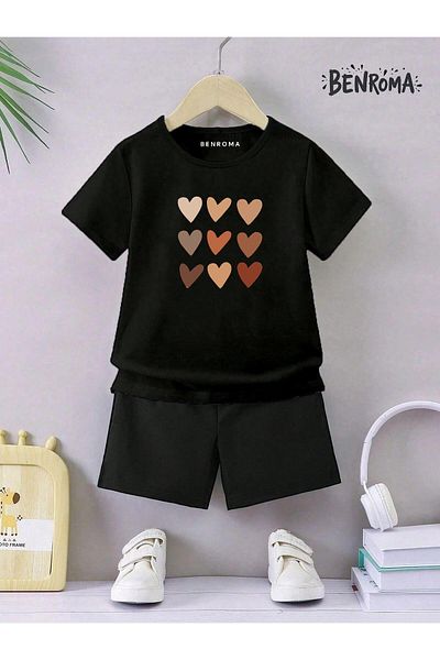 BENROMA Unisex Kids Shorts Set - Character Printed