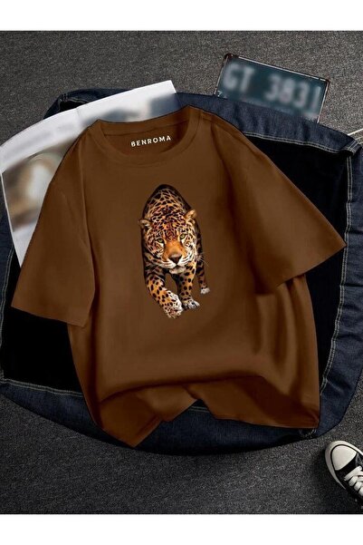 BENROMA Tricou unisex oversize cu imprimeu tigru