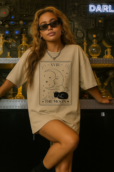 BENROMA Tricou unisex oversize cu imprimeu The Moon