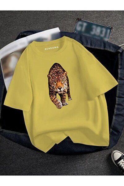 BENROMA Tricou unisex oversize cu imprimeu tigru