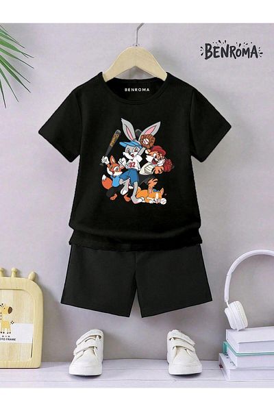 BENROMA Unisex Kids Shorts Set - Character Printed