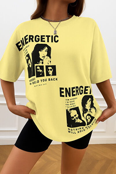 E-ROMA Unisex pamučna majica sa širokim izrezom, oversize, boyfriend stil