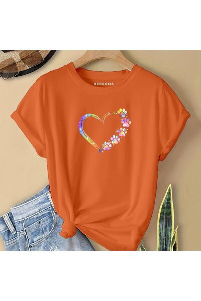 BENROMA Children's T-Shirt with Heart and Butterfly Character Print