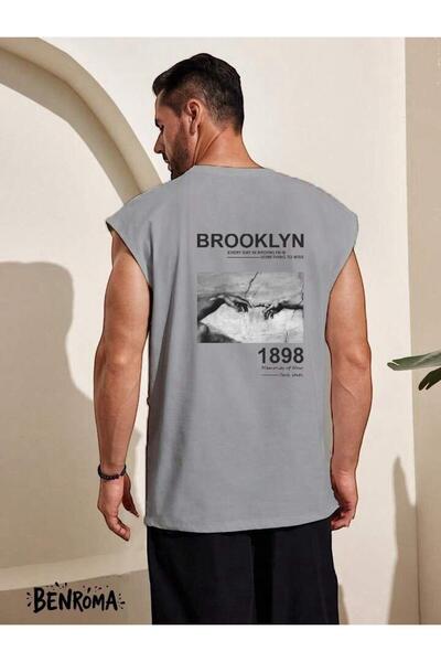 E-ROMA تي شيرت بروكلين 1898 مطبوع بدون أكمام