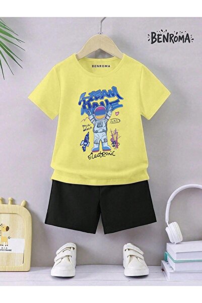 BENROMA طقم شورت للأطفال للجنسين - طباعة شخصية
