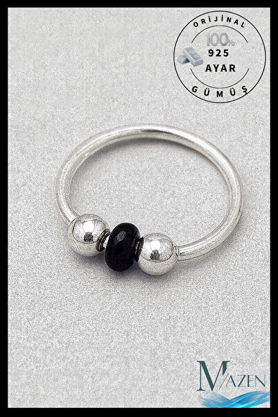 MAZEN Siyah Toplu Halka | 925 Ayar Gümüş Tekli Hızma | Minimalist Burun Pierc...