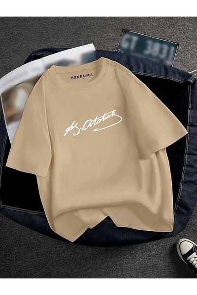 BENROMA 1 Product Is a Gift for Purchases of 6 or More Oversized Ataturk Printed Unisex T-Shirt Printed
