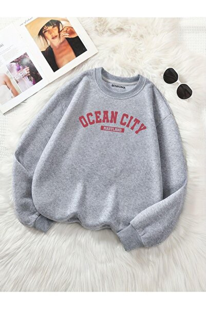 DM DOLCE MORE Hanorac oversize unisex cu decolteu rotund, cu 3 fire, din bumb...