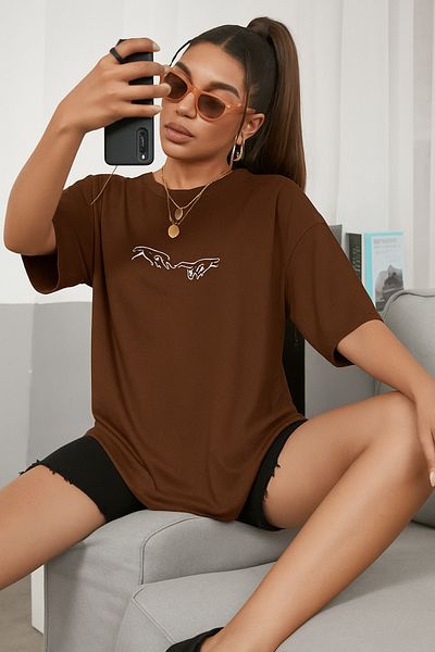 BENROMA 1 Product Is a Gift for Purchases of 6 or More Hand Printed Oversize White T-Shirt