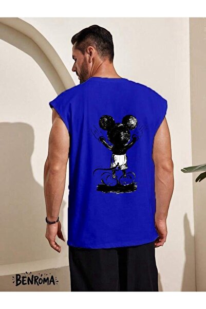 BENROMA تي شيرت بدون أكمام مطبوع عليه شخصية كرتونية