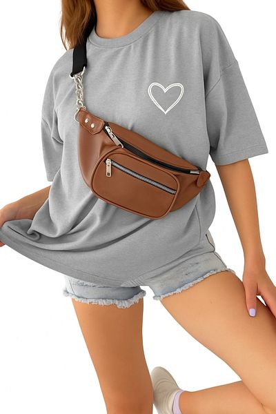 BENROMA Tricou oversize unisex cu imprimeu inimă