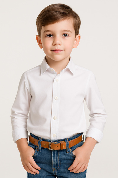 başkent çanta Unisex Children's Leather Jeans and Fabric Pants Belt