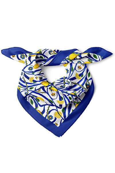 nehir eşarp Akdeniz Limon Bahçesi Desen Fular Bandana 50x50 Cm