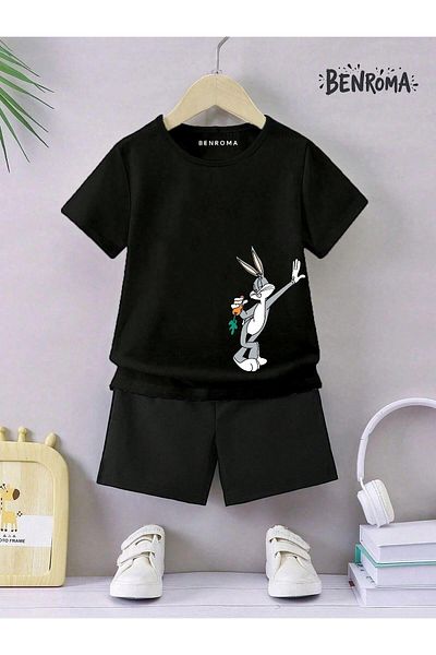 BENROMA Unisex Kids Shorts Set - Character Printed