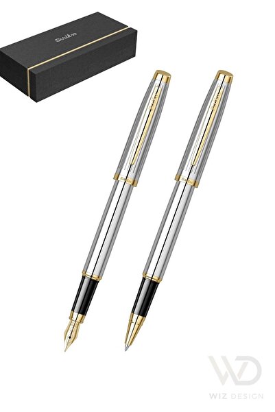 Scrikss WizDesign 39 Dolma Kalem + Roller Kalem Set Gold Krom ÖMÜR BOYU GARANTİLİ / LÜKS KUTULU / İSME ÖZEL