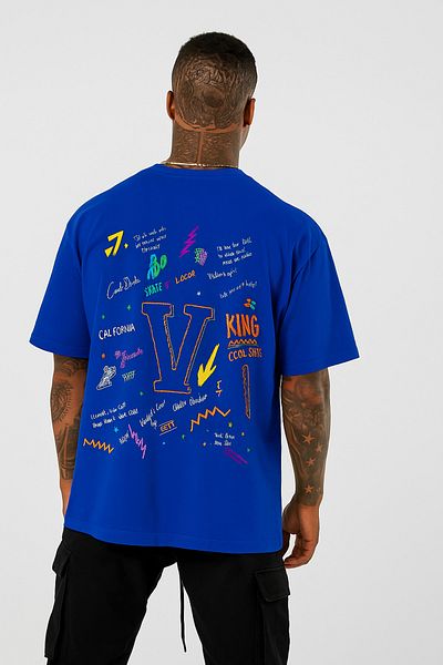 BENROMA 1 tricou este un cadou pentru achiziții de 6 și peste în coș - Tricou alb oversize cu imprimeu V