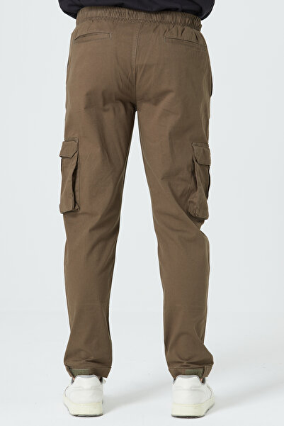 EXPIER Erkek Kargo Cep Siyah Yandan Cepli Beli Lastikli Regular Fit Pantolon
