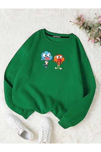 DM DOLCE MORE سترة رياضية للأطفال من القطن الممشط بثلاثة خيوط مطبوعة بتصميم غ...