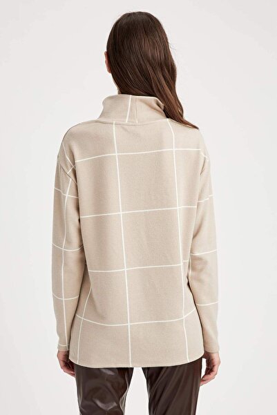 DeFacto Παραδοσιακή καρό ζιβάγκο μπροστά κοντό πίσω μακριά μπλούζα Relax Fit S6768AZ21AU