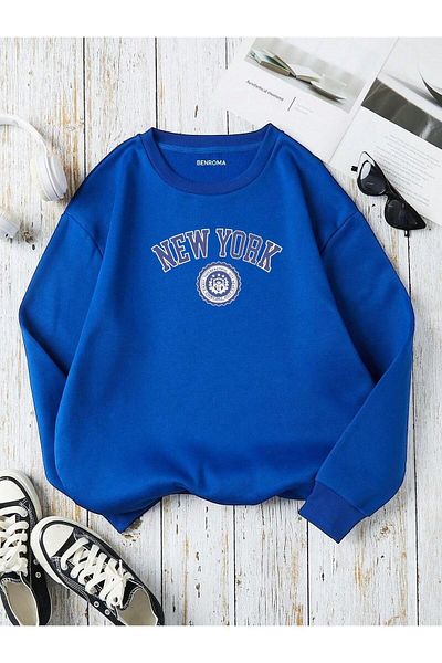 BENROMA Unisex Παιδικό φούτερ - New York Printed, Crew Neck