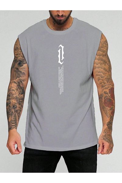 BENROMA For Purchases of 6 or More, 1 Product Is a Gift Vertical Printed Sleeveless T-Shirt
