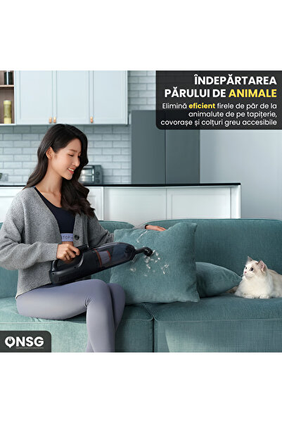 Baseus Aspirator auto portabil Ap02, putere mare, tapițerie, covoare, iluminare LED integrată, negru