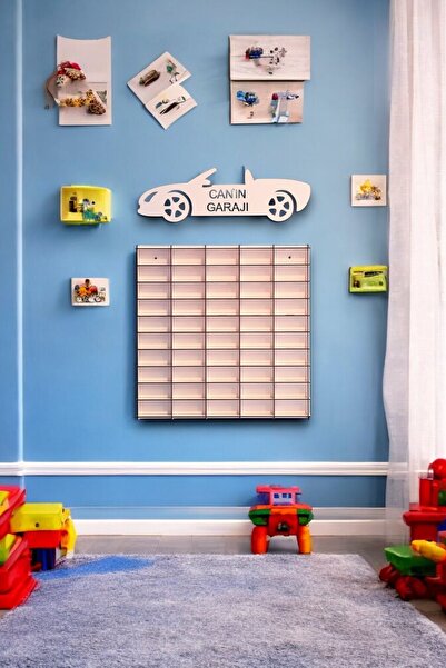 wudie Oyuncak Araba Rafı 50'li Beyaz (hotwheels Arabaları Için Uygundur)