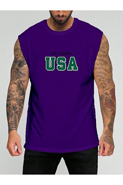 E-ROMA Usa Printed Sleeveless T-Shirt