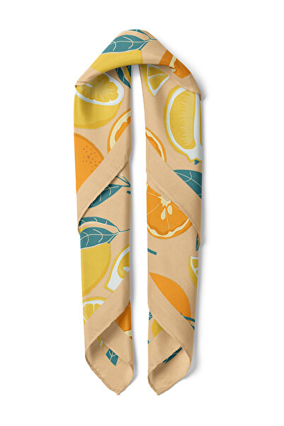 nehir eşarp Portakal & Limon Desen Fular Bandana 50x50 Cm