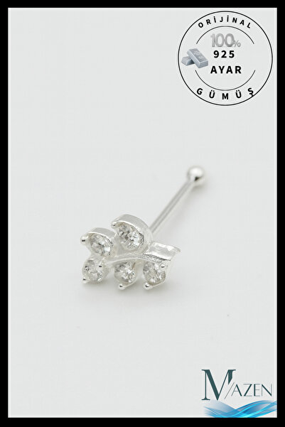 MAZEN Yaprak Model | 925 Ayar Gümüş Tekli Hızma | Minimalist Burun Piercing | Kadın Takı Aksesuar
