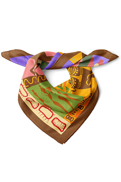 nehir eşarp Afrika Ruhu Etnik Motif Desen Fular Bandana 50x50 Cm