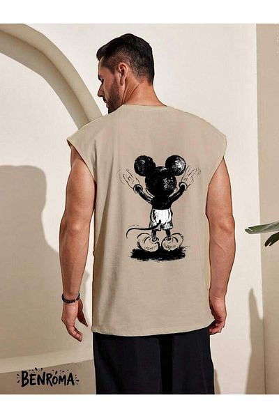 BENROMA In Cart 6 and Above Purchases Get 1 T-Shirt as a Gift - Cartoon Character Printed Sleeveless T-Shirt