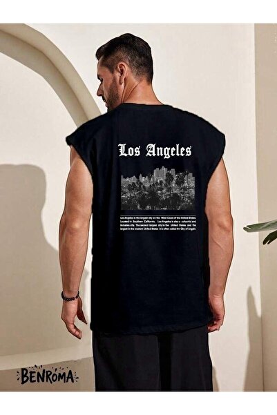 E-ROMA تي شيرت بدون أكمام مطبوع من لوس أنجلوس