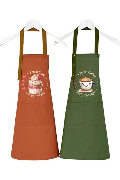 Hulganz Kitchen Apron Set of 2 Stain-Resistant Suit Cloth Cupcake Coffee Dowry Cafe Patisserie Workshop Apron