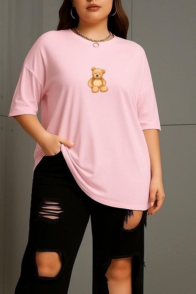 BENROMA 1 T-Shirt Gift for Purchases of 6 or More in the Cart - Large Size Teddy Bear Printed Unisex T-Shirt