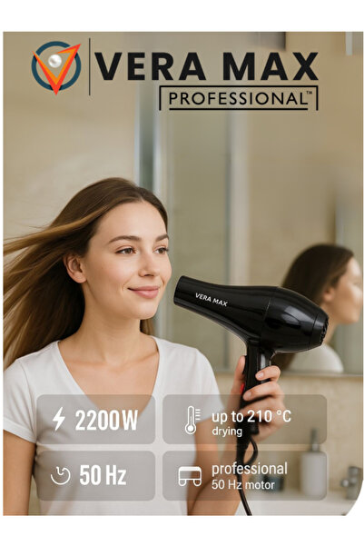 veramax Profesyonel Kuaför Saç Kurutma Düzleştirici Fön Makinesi 2500W & Kuru Kafa Traş Makinesi FD-8212