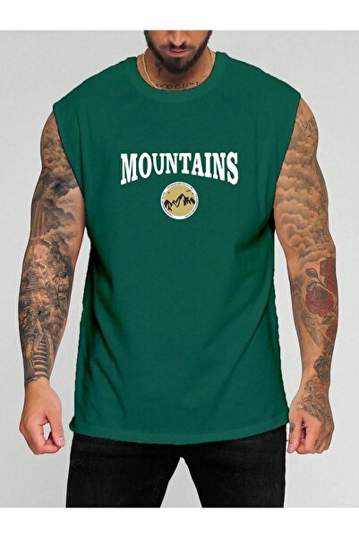 E-ROMA تي شيرت بدون أكمام مطبوع عليه جبال