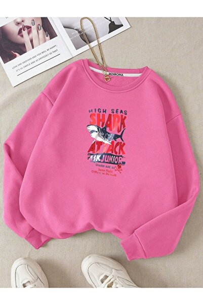 DM DOLCE MORE 3-нишка джърси унисекс детска блуза с принт на акула и качулка