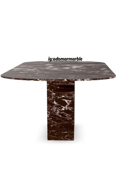 adomarmarblehandmadeandluxury Vişne Mermer Yemek Masası, Rosso Levanto Mermer Masa, Elips Yemek Masası, Özel ölçü